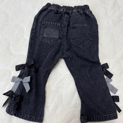 Hello Kitty キティちゃん　リボン付きデニムパンツ 80cmの画像