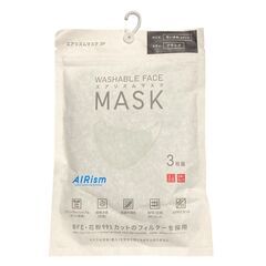 【未開封】ユニクロ エアリズム マスク ブラック ちいさめ Mサイズ 3枚入り UNIQLO AIRism WASHABLE FASE MASKの画像