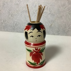 こけし　印鑑入れ　爪楊枝入れ　ペン立て　工芸品　民芸品の画像