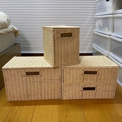 【ニトリ】手編み風収納ボックス4点の画像