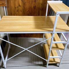 M632 収納付き パソコンデスク 学習デスク ナチュラル 美品の画像