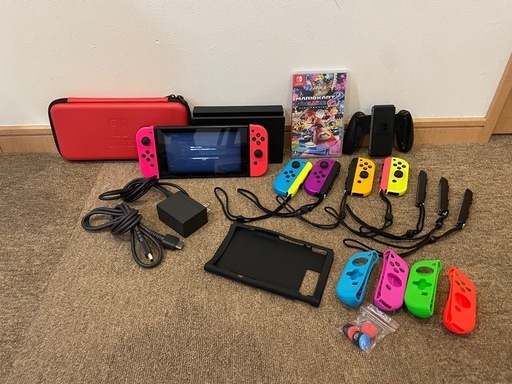 Nintendo Switch本体 Joycon×6　マリオカート マイクロSD64G ケース  カバーセット