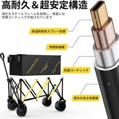 【キャリーワゴン 2025強化版 桜の季節限定】大容量 耐荷重180KG キャリーワゴン キャリーカート キャンプカート 長物対応 取り外し可能タイヤ 大型タイヤ ブレーキ付き 折りたたみ ワンタッチ収束式 キャンプ用品 荷物運び 軽量 大型 おしゃれ キャンの画像