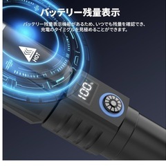 【新品未使用】懐中電灯 充電式TypeC急速充電 超高輝度フラッシュライト 小型 軽量 ズームの画像