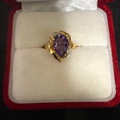 k18  純金　プラチナ　ダイヤ　アメジスト　リング　指輪の画像