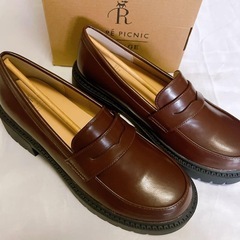 ロペピクニックパサージュ 厚底コインローファー 24.5cm 晴雨兼用 ブラウンの画像