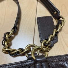 COACH コーチ トートバッグ 馬車 チェーン レザー ダークブラウンの画像