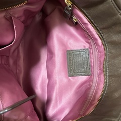COACH コーチ トートバッグ 馬車 チェーン レザー ダークブラウンの画像