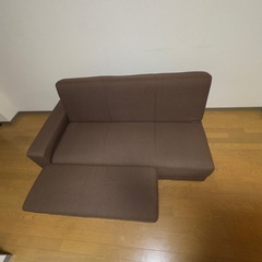 【ニトリ】布張りソファーベッド タキノウ3 DBR 引き出し付き ブラウンの画像