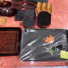 GYP1109 合成漆器　木製　プラスチック製　食器　お盆　お櫃の画像