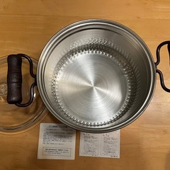 銅鍋　ガラス蓋付　未使用の画像