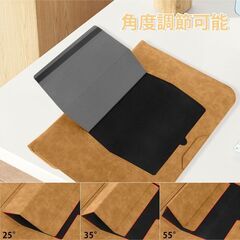 ノートパソコン用スリーブ 13.3-14インチ パソコンケース 磁石設計 薄型PU革ノート ケース 耐衝撃 キズ 防止 撥水加工 PCスタンド機能付き 電源収納ポーチ付き (13.3-14インチ, カーキ)の画像