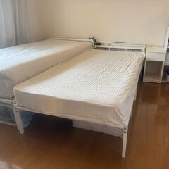 シングルパイプベッド(バジーナC2 WH）+ マットレス　（バラ売りは相談可)の画像