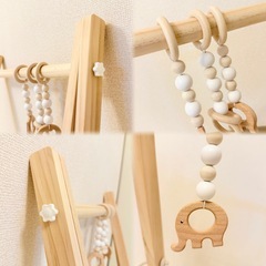 【京都市★美品】木製ベビージム │遊具│歯固め│ホワイおの画像