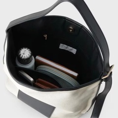 美品 キャンバス調合皮 ワンハンドル ショルダーバッグの画像