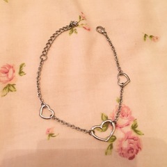 ブレスレット　ピアス　ネックレス  3点セット ハート リボン ストーン SV シルバーの画像