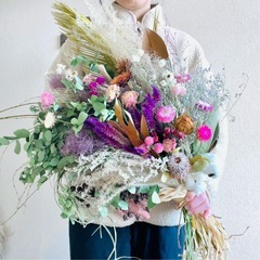 枝垂れを楽しむスワッグ　ブーケ　ドライフラワー　素材　材料の画像