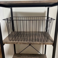 ブラック×アイアン スリムオープンラック 4段 キッチンラック ブックシェルフの画像