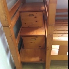 収納付き 二段ベッド（階段収納・ライト付き）11/23までに引き取り希望の画像