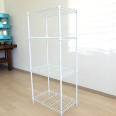 ワイヤーシェルフ４段（ホワイト）【小金井市民限定】（小金井市再生家具）品番：11-02-07 ※新規優先の画像