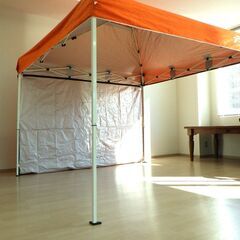 タープテント（オレンジ・サイドシート付）【小金井市民限定】（小金井市再生家具）品番：11-02-11 ※新規優先の画像