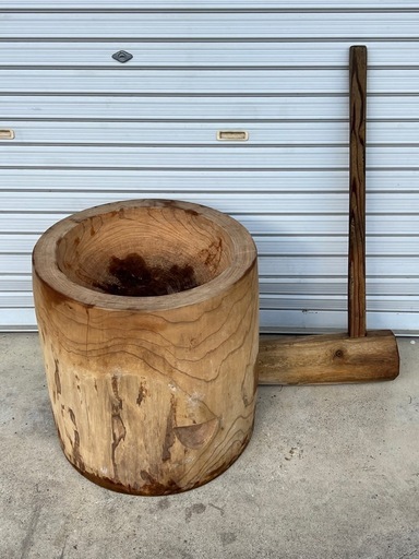 臼と杵　餅つき　正月　木製　重量物