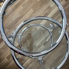 【引き取り限定】ロールサイドテーブル 二段 ガラス天板の画像