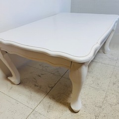 【無料】座卓 ミニテーブル 猫脚  ホワイト80cm×55cm ×高さ33.5cmの画像