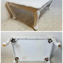 【無料】座卓 ミニテーブル 猫脚  ホワイト80cm×55cm ×高さ33.5cmの画像