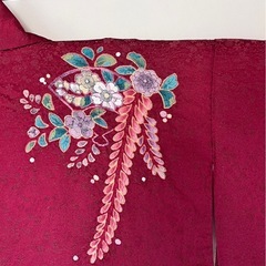 【正絹 振袖】えんじ系　花柄　金彩　美品✨の画像