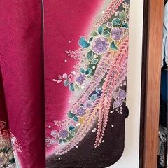 【正絹 振袖】えんじ系　花柄　金彩　美品✨の画像