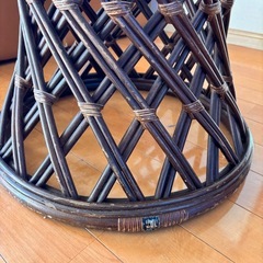 ラタン　ガラステーブルの画像