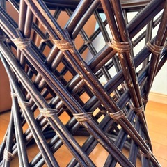 ラタン　ガラステーブルの画像