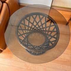 ラタン　ガラステーブルの画像