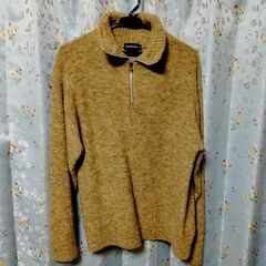 ◎襟付き ハーフジップセーター　ハイネック可　フリーサイズ　毛混紡　 ベージュの画像