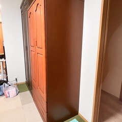 木製クローゼット／洋服タンス（2段引き出し付き）の画像