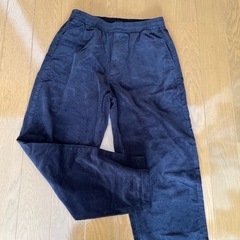 【男女兼用】　ユニクロ　コーデュロイ　黒　S イージーアンクルパンツの画像