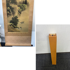 ✨華山 掛け軸 彩色山水(舟) 日本画 山水画 美術品 インテリア 和室 掛軸 アート✨の画像