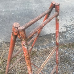 インダストリアル　ジャンクガーデン　鉄脚立　アイアンラダー　3段　オレンジの画像