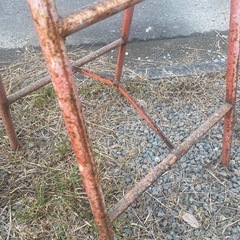 インダストリアル　ジャンクガーデン　鉄脚立　アイアンラダー　3段　オレンジの画像