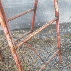 インダストリアル　ジャンクガーデン　鉄脚立　アイアンラダー　3段　オレンジの画像