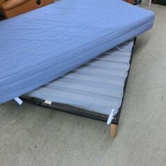 セミダブルベッド マットレス付き ベッド セミダブル 青系 水色 120×195×41cm 札幌市 西野店の画像