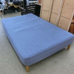 セミダブルベッド マットレス付き ベッド セミダブル 青系 水色 120×195×41cm 札幌市 西野店の画像