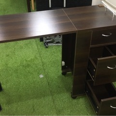 折り畳み収納デスク　キャスター付き　サイドワゴンの画像