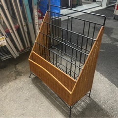 籐　ラタン　アイアン　マガジンラック　収納　本　雑誌　中古　③の画像