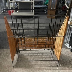 籐　ラタン　アイアン　マガジンラック　収納　本　雑誌　中古　③の画像