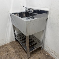 ステンレス　業務用　1層シンク流し台　蛇口付き　厨房　飲食店　W７５０ｘD４５０ｘH８００ｍｍの画像