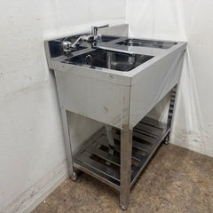 ステンレス　業務用　1層シンク流し台　蛇口付き　厨房　飲食店　W７５０ｘD４５０ｘH８００ｍｍの画像