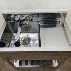 ステンレス　業務用　1層シンク流し台　蛇口付き　厨房　飲食店　W７５０ｘD４５０ｘH８００ｍｍの画像