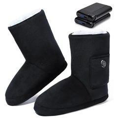 新品 【バッテリー付き】【洗える】電熱ヒータースリッパ 電気スリッパ 足温器 【5秒で温度感知】 フットウォーマー 速暖 2個8000mAhバッテリー付き 両面発熱 電気足温器 NTC過熱保護 自由に歩ける 5段階調整 滑り止め 洗える 男女兼用 日本語取扱説明書付「日本意匠登録済」 (ブラック, L, 大人, L, アルファベット, 日本の靴のサイズ寸法)の画像